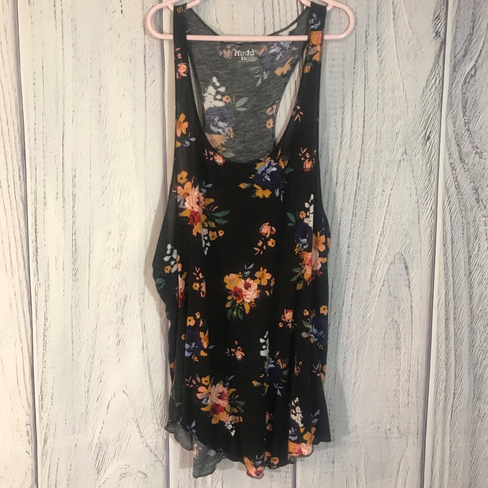 Black Floral Mudd Tank Top